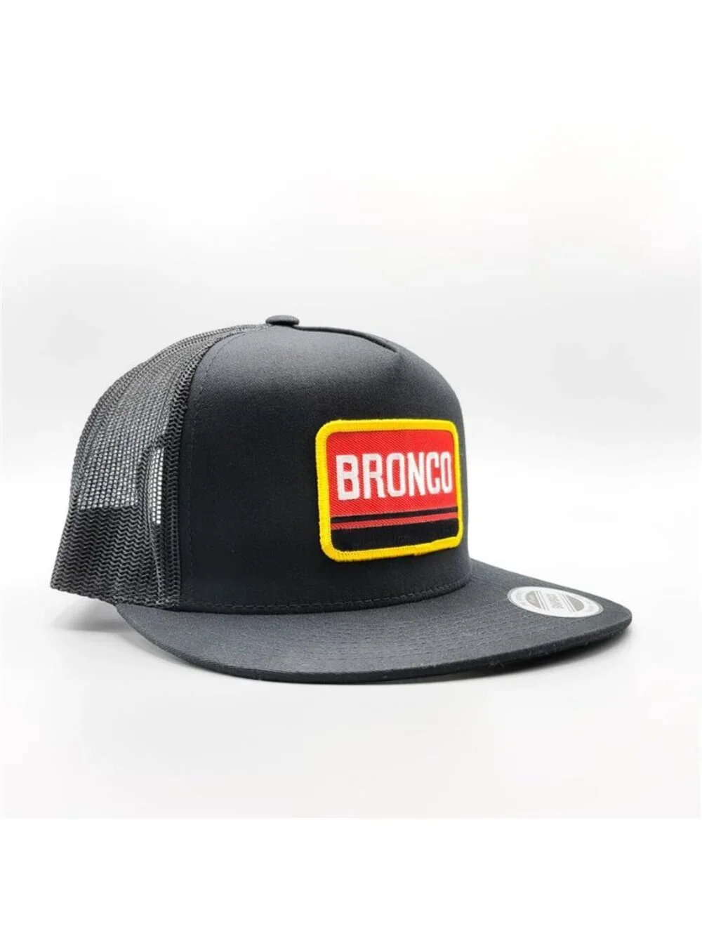 Retro Bronco Embroidered Patch Trucker Hat Yupoong Flat Bill Snapback Cap 80s